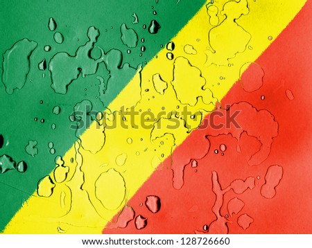 Congo. Congolese flag  covered with water drops