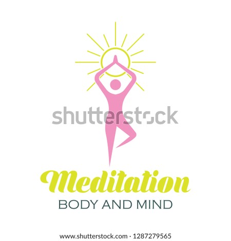 yoga logo with text space for your slogan / tagline, vector illustration