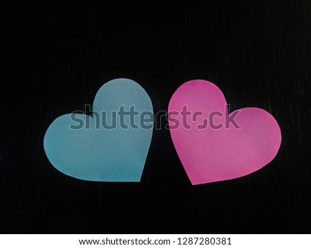 Love is always beautiful even in the dark like this 2 hearts. 14 February, Valentine's Day.