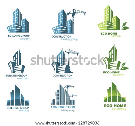 Building icon set. Abstract architecture Royalty-Free Stock Photo #128729036