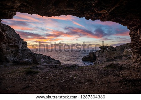 Sea view from cave in Tyulenovo, Bulgaria
