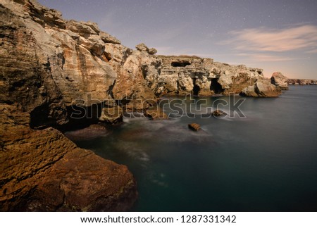 Black Sea rocky coastline in Bulgaria