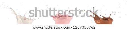 Milk shake splash collection isolated on white background Royalty-Free Stock Photo #1287355762
