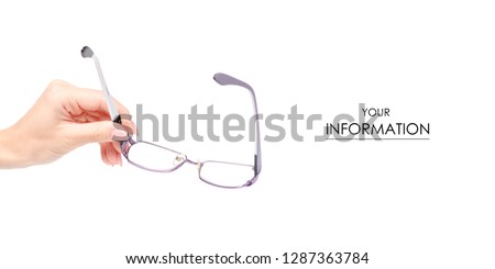 Glasses for vision in hand pattern on a white background isolation