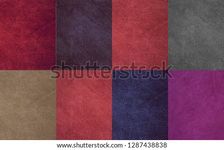 Texture of natural suede in different colors