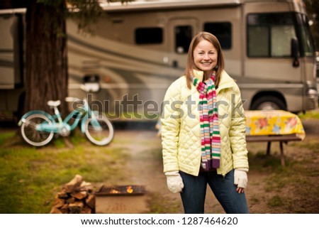 Portrait of young woman at a campground.