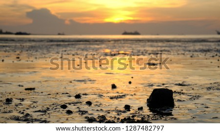 Golden sunset at Klebang Beach, Malacca,Malaysia.