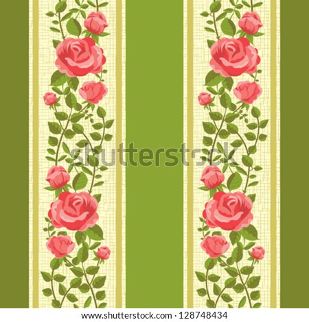 Rose wallpaper seamless fabric floral ornamental pattern