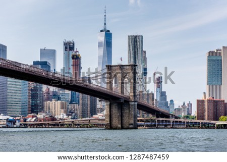 The Brooklyn Bridge and the Skyline of Lower Manhattan in New York City