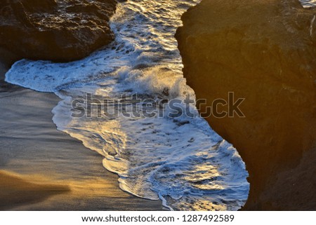 atlantic ocean waves during sunset time in la pared on fuerteventura canary island in Spain 