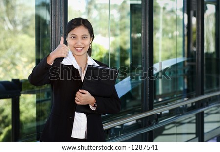 Asian businesswoman showing appreciation