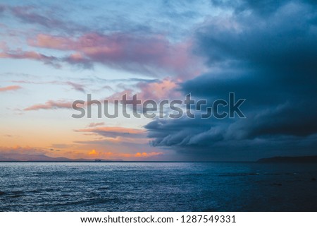 Beautiful colorful sky with approaching storm