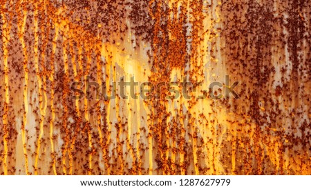 The Rusty painted metal texture, old iron surface with shabby cracked paint and scratches