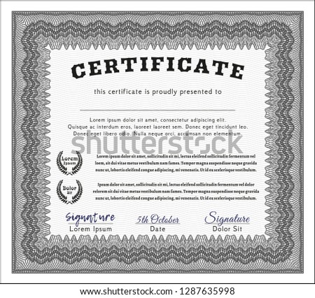 Grey Awesome Certificate template. Modern design. Customizable, Easy to edit and change colors. With complex linear background. 