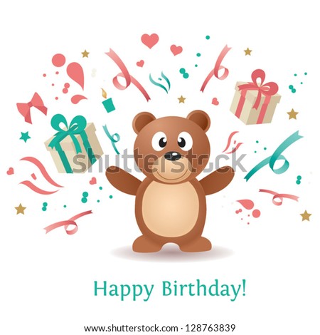Vector graphical elements. Birthday card.