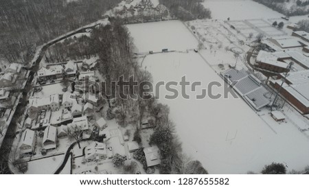 Aerial photos of snow covered winter wonderland