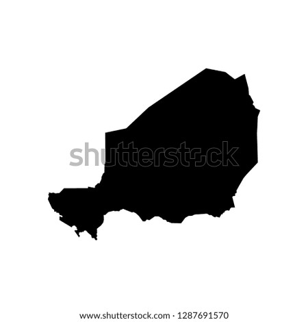 Vector isolated illustration of political map African state - Niger. Black silhouette. White background