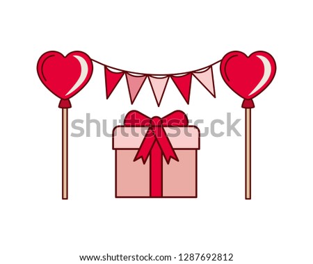 party garland with gift box isolated icon