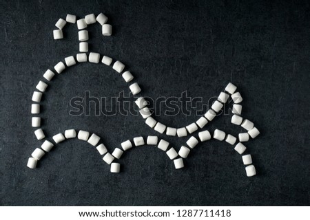 marshmallows isolated on black background.
