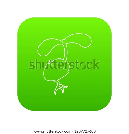 Sprout growing from seed icon green vector isolated on white background