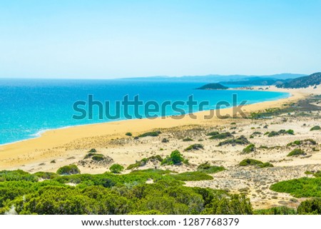 Famous golden beach situated at the end of Karpaz peninsula on Cyprus
