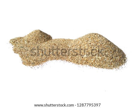 pile sand beach isolated on white background. Sand dune with clipping path. Sand dunes isolated on white background. ( Sand  beach texture. Top view )