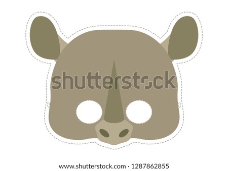 Vector mask of cute rhinoceros.