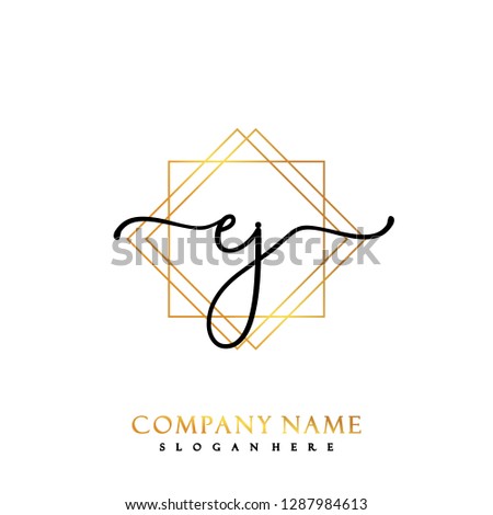 EJ Initial Handwriting logo template vector