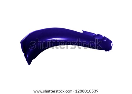 Violet bright beautiful paint spot strokes on isolated white background