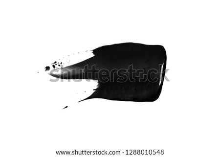 Black volume beautiful paint spot strokes on isolated white background