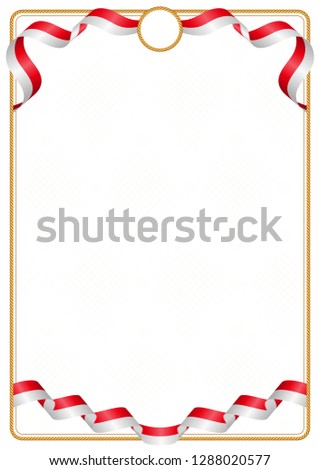 Frame and border of ribbon with the colors of the Tunisia flag, template elements for your certificate and diploma
