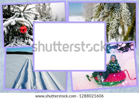 Blank postcards on winter Pictures.  Selective focus. For your design and promotional posters