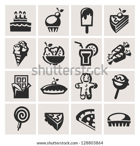 Collection of icons. Desserts.