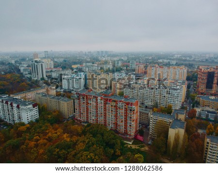 Autumn city from the sky