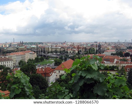 Red roofs and old houses in Prague, Czech Republic, view from above, Old Town of Prague, Europe