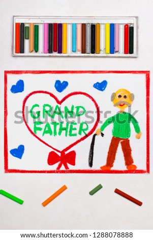 Colorful drawinsg: Grandparents Day card with happy grandfather