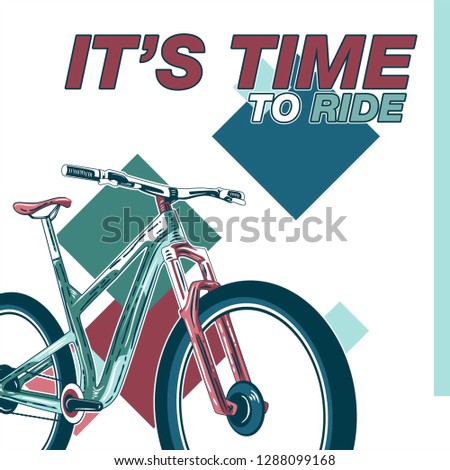Cool vector poster or banner template on city bike hire rental tours for tourists and city visitors. Travel and tourism concept background