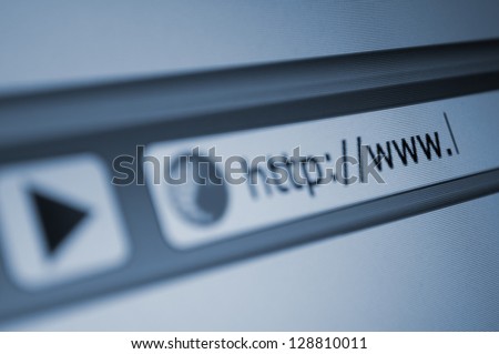 Closeup of Computer Screen With Address Bar of Web Browser Royalty-Free Stock Photo #128810011
