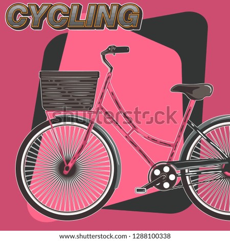 Biking race vintage poster. Biking illustration, cyclist vector retro poster
