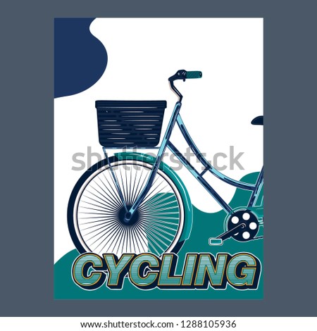Cycling, Bicycle, Fun bike poster green background motivation - Vector