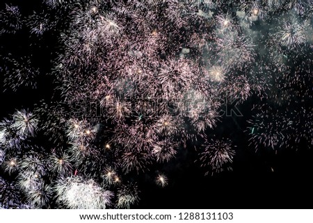 Abstract picture of colourful fireworks in the celebration event at night.