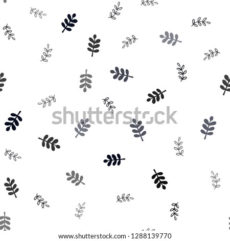 Dark BLUE vector seamless doodle backdrop with leaves. leaves on blurred abstract background with gradient. Design for textile, fabric, wallpapers.