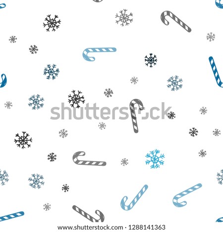 Dark BLUE vector seamless texture with xmas sweets, candies.