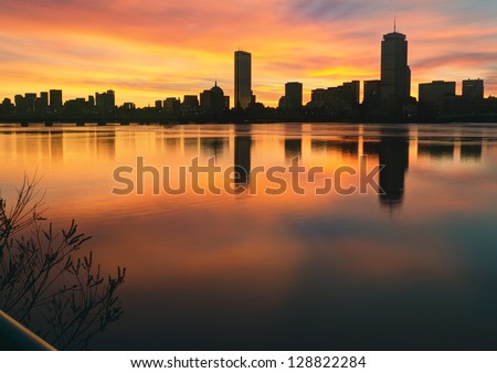 Boston Skyline Winter Sunrise