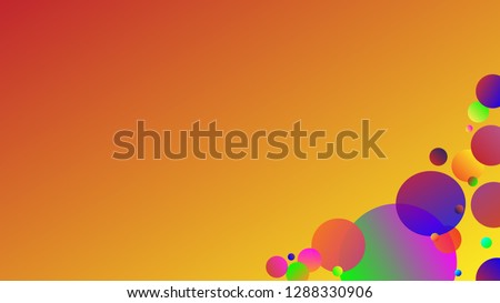 Simple orange and yellow gradient vector background with multiple size, color and gradient circles/ bubbles in the bottom right corner