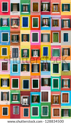 Windows from Burano, Italy