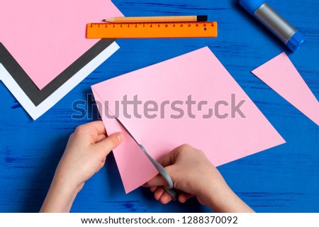 How to make envelope in form of bunny for Easter greetings. Children's art project. DIY concept. Step by step photo instruction. Step 3. Cut rhombus