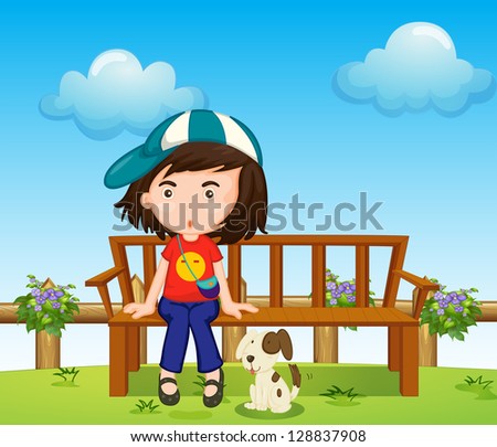 Illustration of a girl and her pet at the park