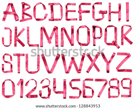 Color photograph of alphabet of red tape Royalty-Free Stock Photo #128843953