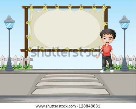 Illustration of a boy standing along the road